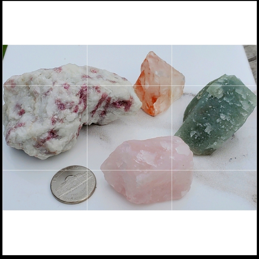 Rubellite Rose & Fire Quartz Aventurine Gemstones